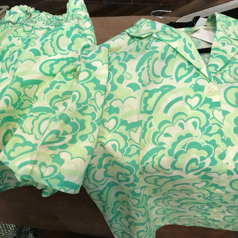 H&M Floral Green and White Set